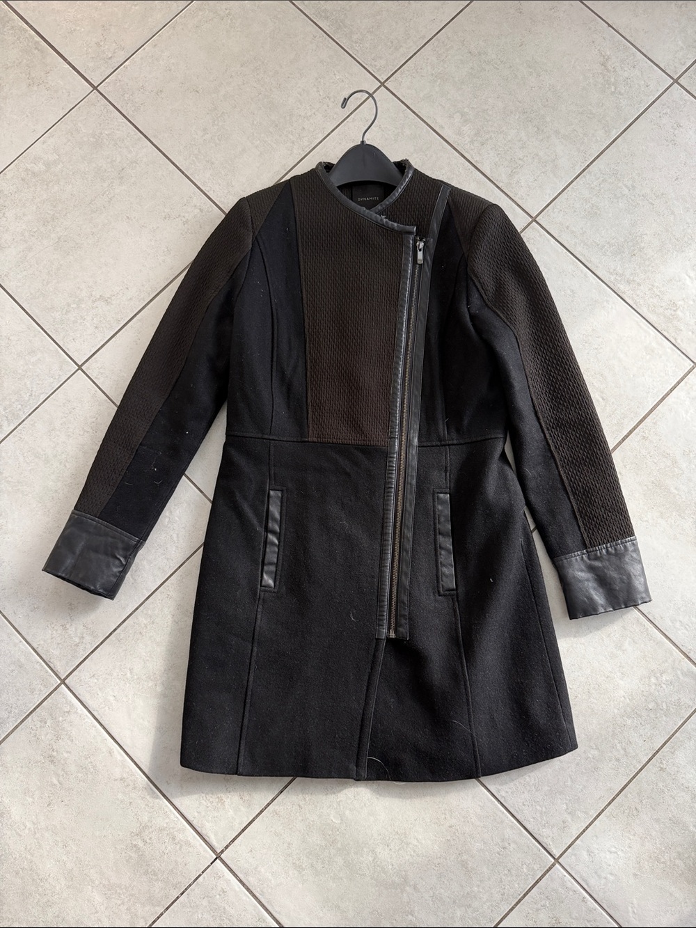 Women's Black Asymmetrical Dress Coat